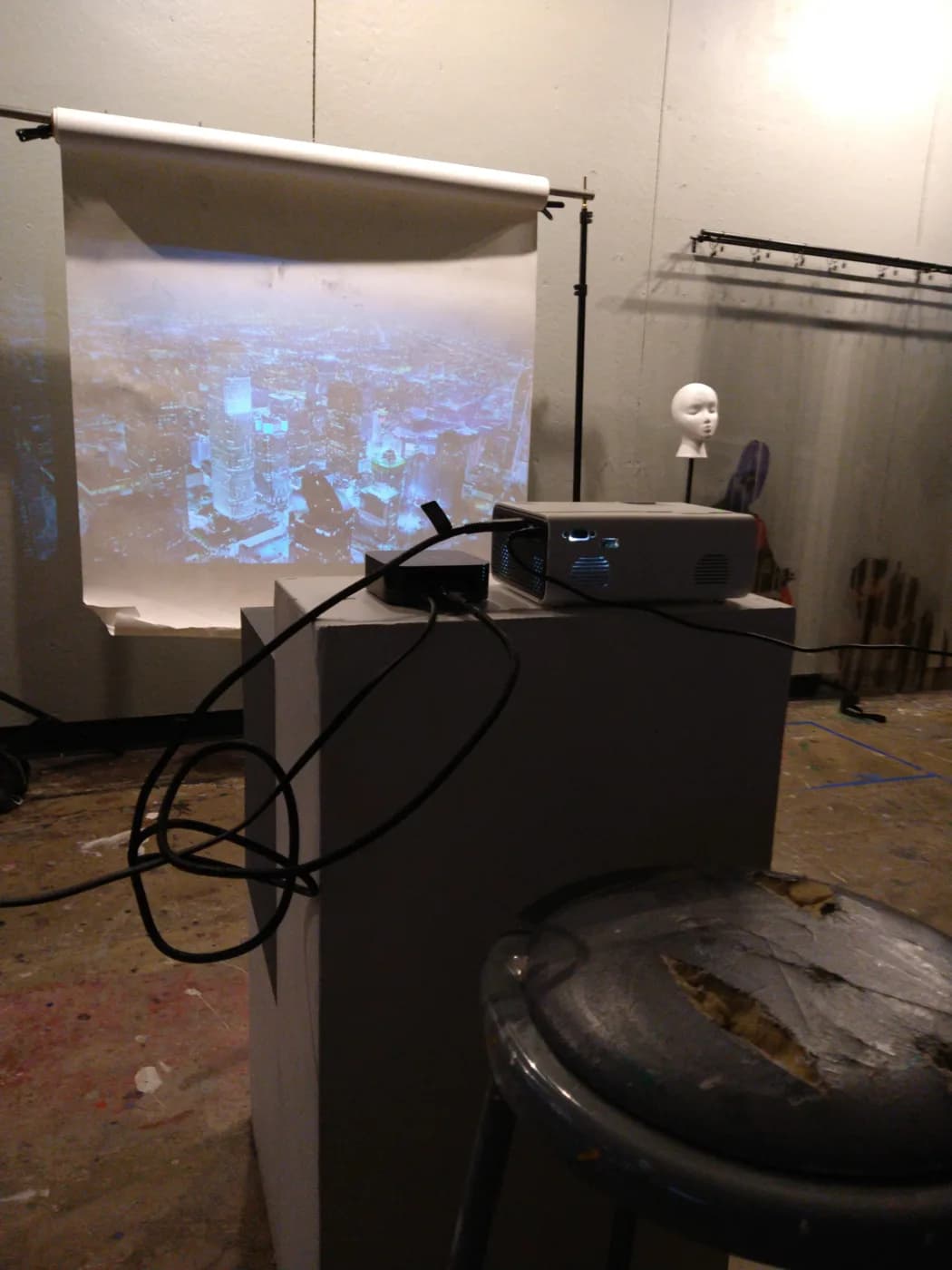 The projector setup showing the app on screen