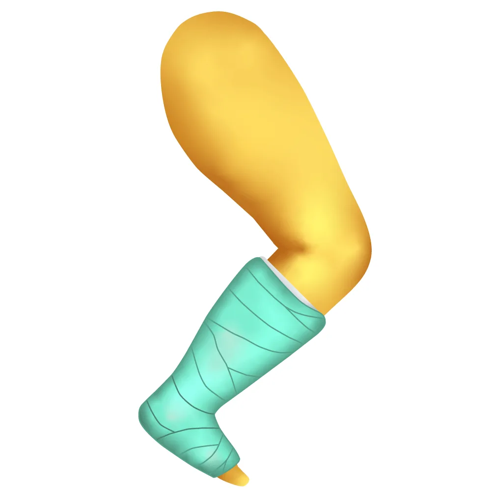 Emoji of a leg in a teal cast