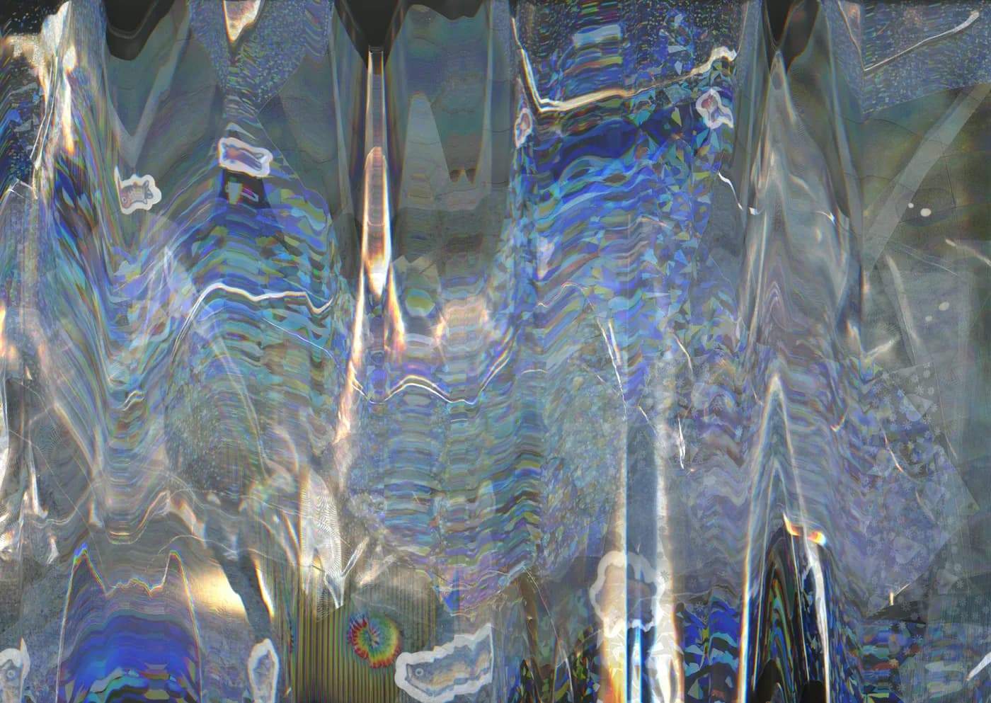 Iridescent material rippling across the scanner