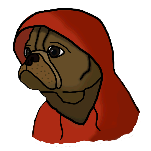 Animated dog in a hoodie